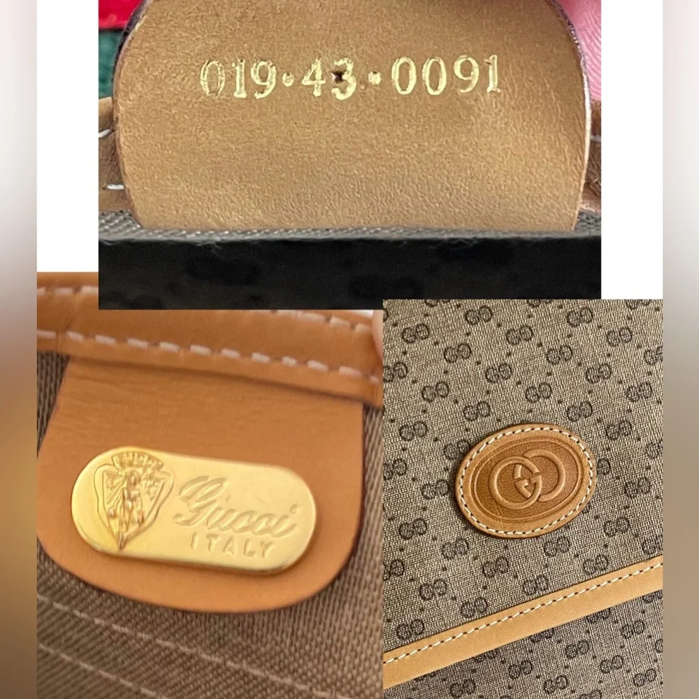 Pristine Vtg Gucci Tan PVC Micro GG Monogram Messenger Shoulder Bag & Pouch - Picture 15 of 16